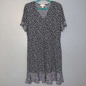 EUC Michael Michael Kors Mixed Giraffe Animal Print Flare Dress Size XL